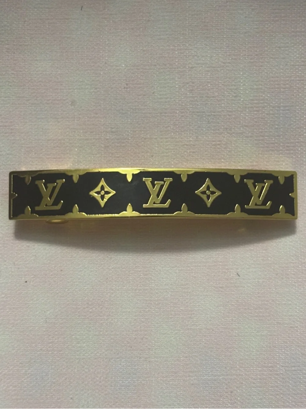 Louis Vuitton Black and Gold Monogram Hair Clip